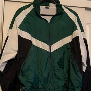 Green and White Windbreaker Jacket with matching pants